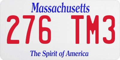 MA license plate 276TM3