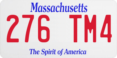 MA license plate 276TM4