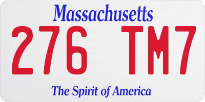 MA license plate 276TM7