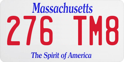 MA license plate 276TM8