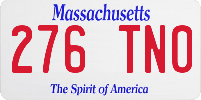 MA license plate 276TN0