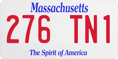 MA license plate 276TN1