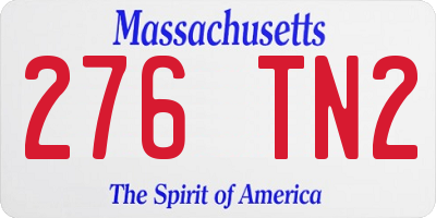 MA license plate 276TN2