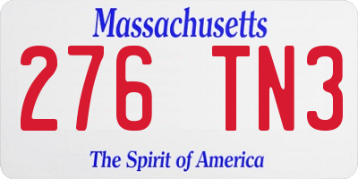 MA license plate 276TN3