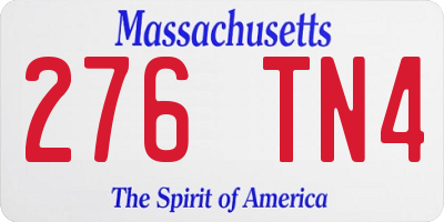 MA license plate 276TN4