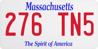 MA license plate 276TN5
