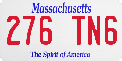 MA license plate 276TN6