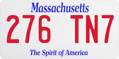 MA license plate 276TN7