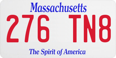 MA license plate 276TN8