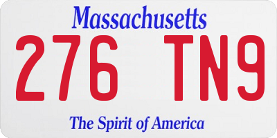 MA license plate 276TN9