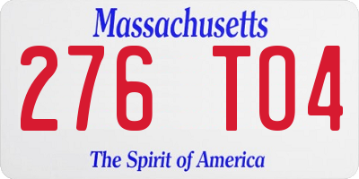 MA license plate 276TO4