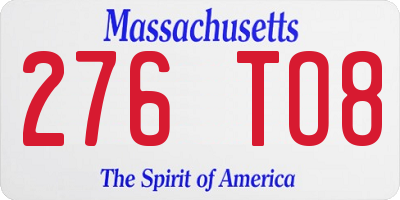 MA license plate 276TO8