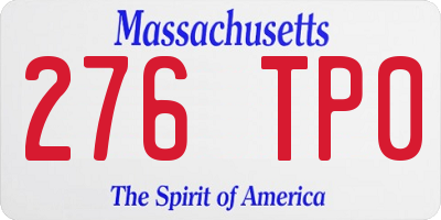 MA license plate 276TP0