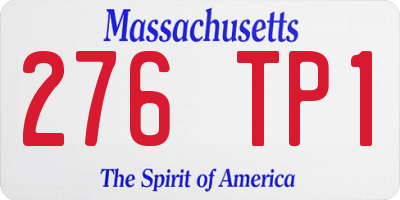 MA license plate 276TP1