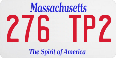 MA license plate 276TP2