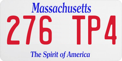 MA license plate 276TP4
