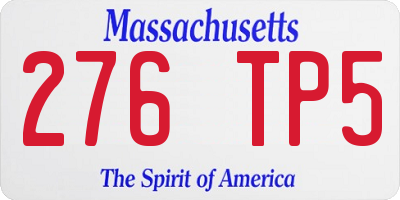 MA license plate 276TP5