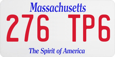 MA license plate 276TP6