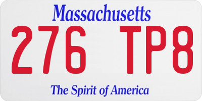 MA license plate 276TP8
