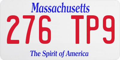 MA license plate 276TP9