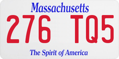 MA license plate 276TQ5