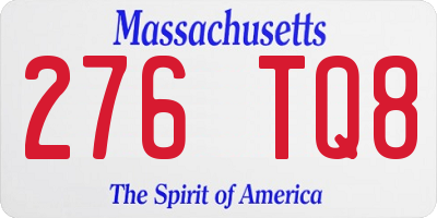 MA license plate 276TQ8
