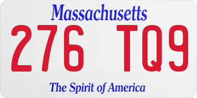 MA license plate 276TQ9