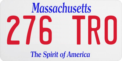 MA license plate 276TR0