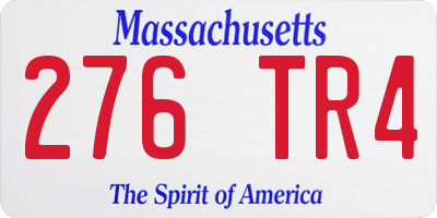 MA license plate 276TR4