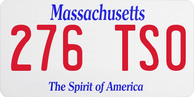 MA license plate 276TS0