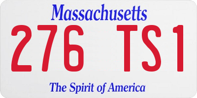 MA license plate 276TS1