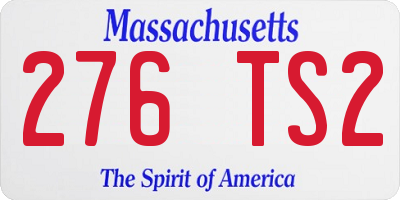 MA license plate 276TS2
