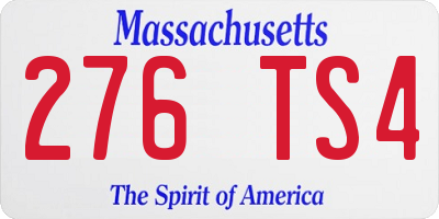MA license plate 276TS4