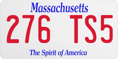 MA license plate 276TS5