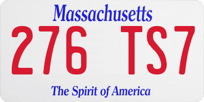 MA license plate 276TS7