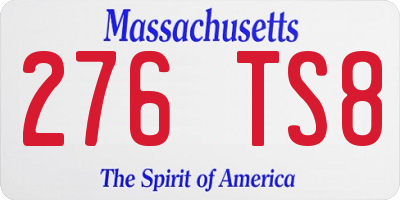 MA license plate 276TS8