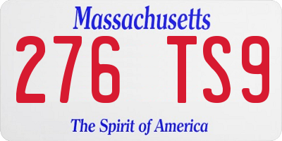 MA license plate 276TS9