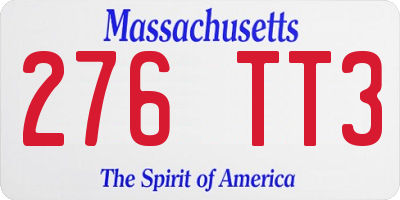 MA license plate 276TT3