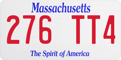 MA license plate 276TT4