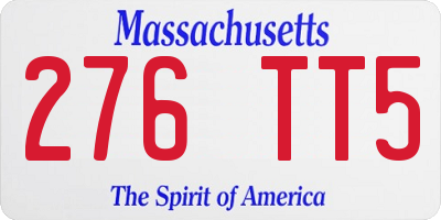 MA license plate 276TT5
