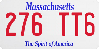 MA license plate 276TT6