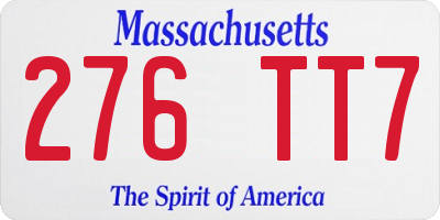 MA license plate 276TT7