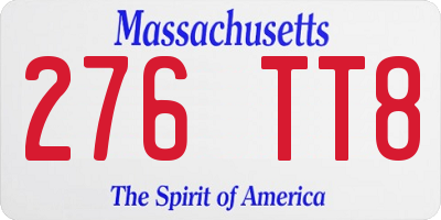 MA license plate 276TT8