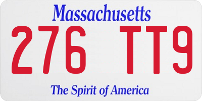 MA license plate 276TT9