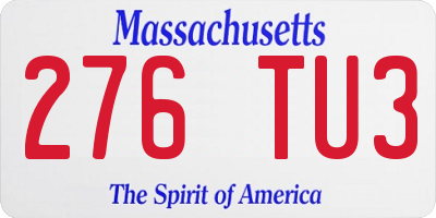 MA license plate 276TU3
