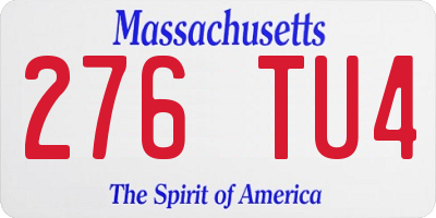 MA license plate 276TU4