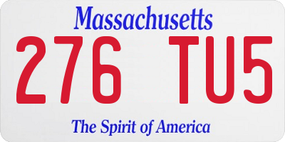 MA license plate 276TU5