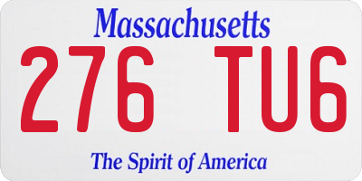 MA license plate 276TU6