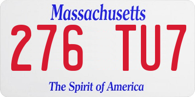 MA license plate 276TU7
