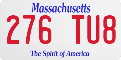 MA license plate 276TU8
